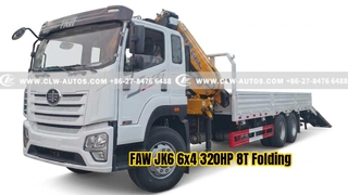 FAW JK6 6x4 320 pk 8T opvouwbare giekkraanwagen